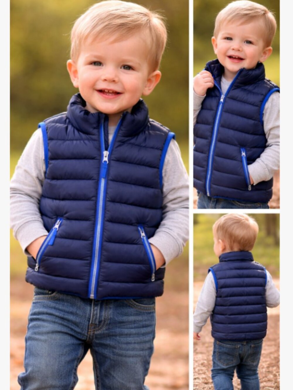 Gymboree Navy Puffer Vest Toddler Boys Lightweight Zip Vest 18-24M